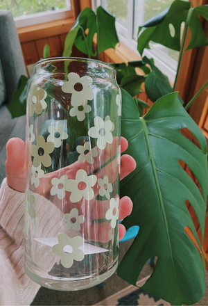 Sage Flower Glass Cup