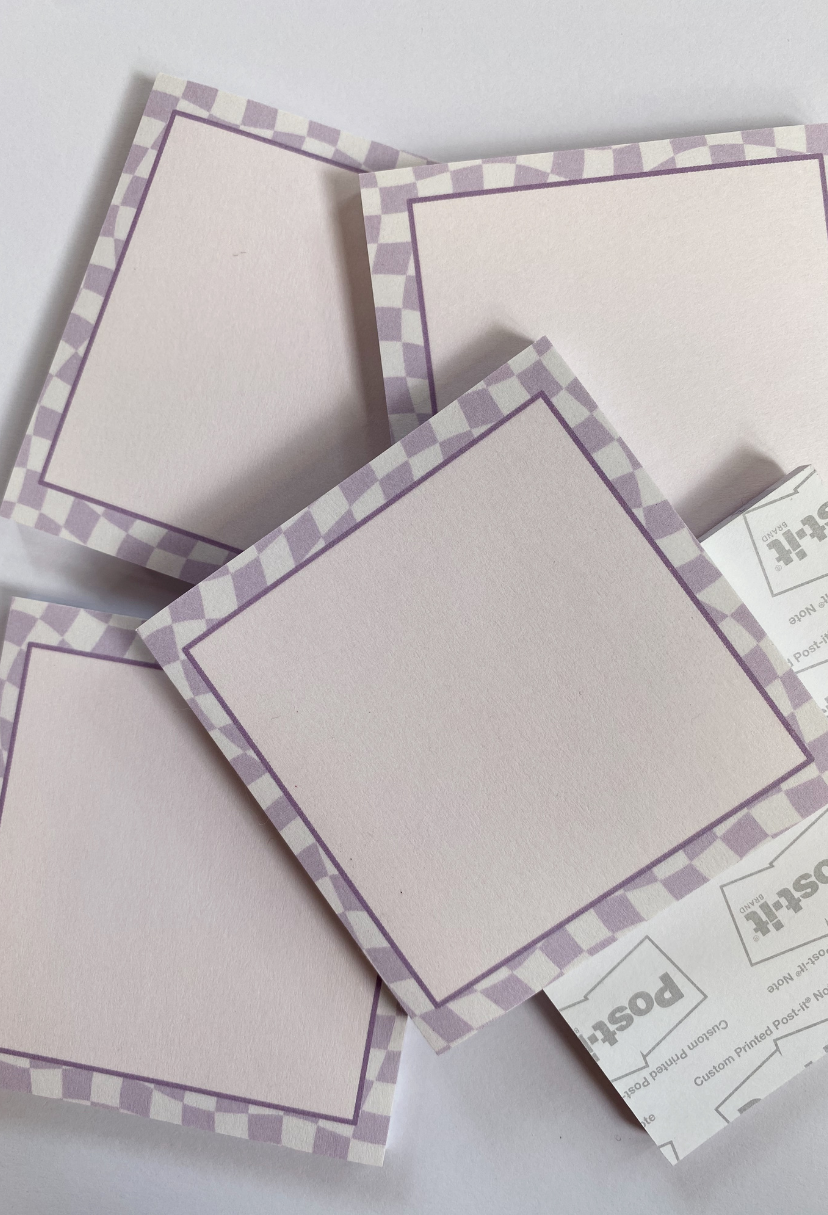 Purple Checkered Sticky Notes
